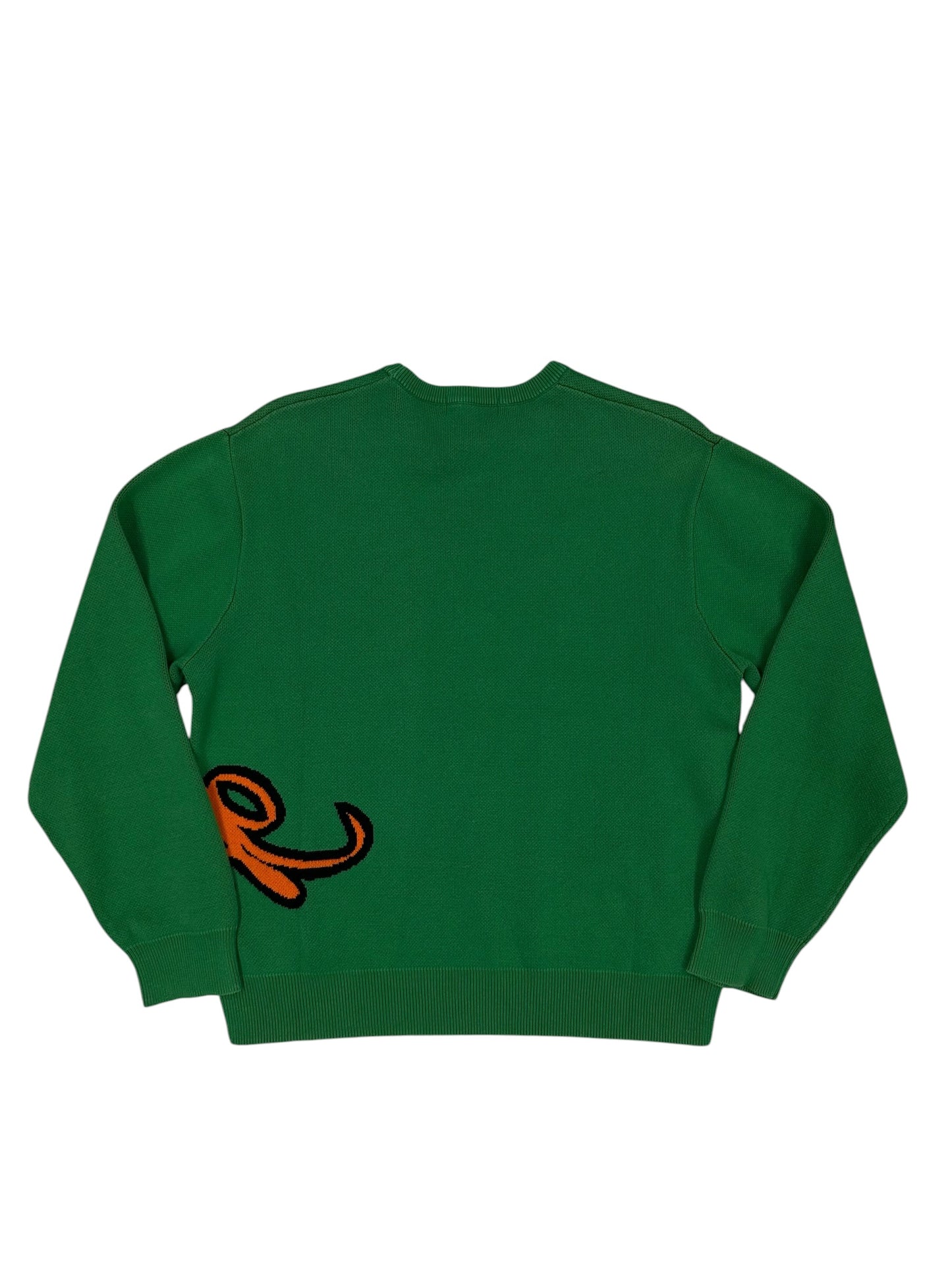 Jersey Supreme verde con logo gráfico naranja knit crewneck