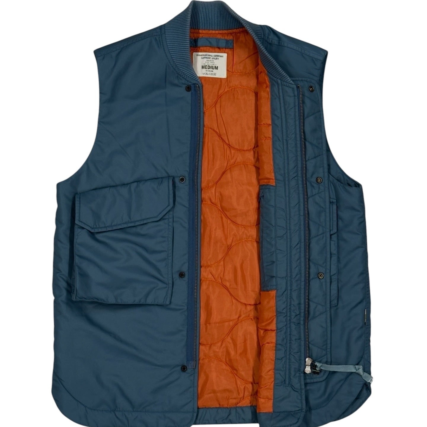 Chaleco Maharishi utility azul con bolsillos múltiples (insulated vest)