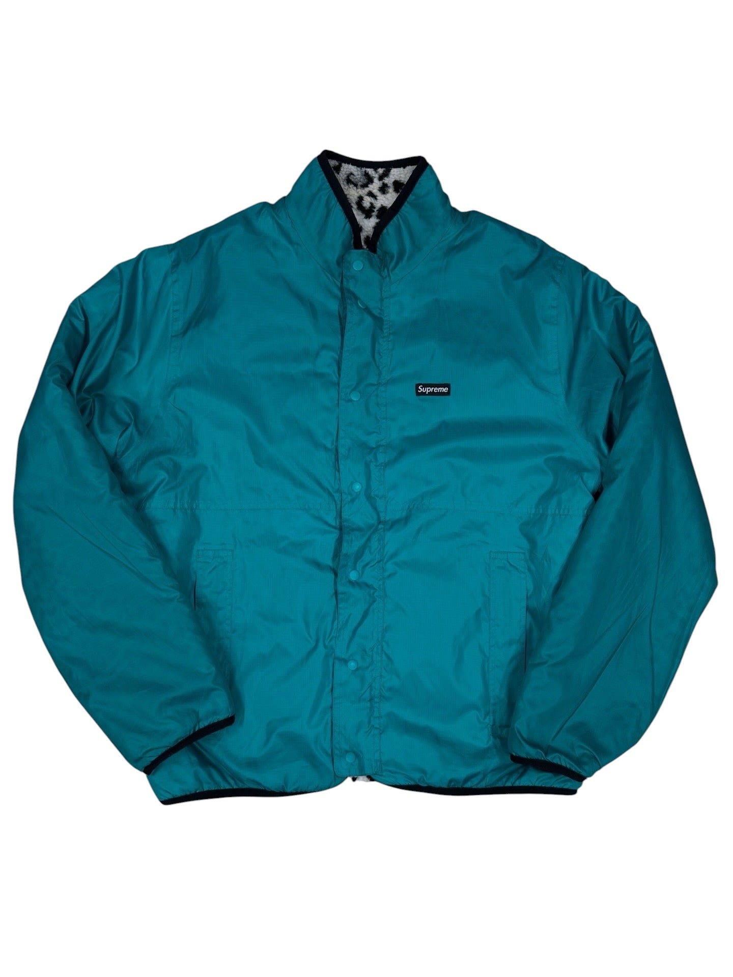 Chaqueta reversible Supreme fleece leopardo + nylon verde (2 en 1)