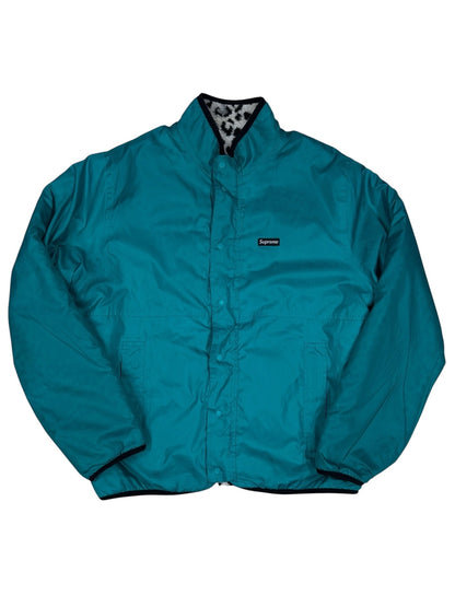 Chaqueta reversible Supreme fleece leopardo + nylon verde (2 en 1)