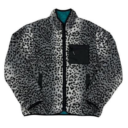 Chaqueta reversible Supreme fleece leopardo + nylon verde (2 en 1)