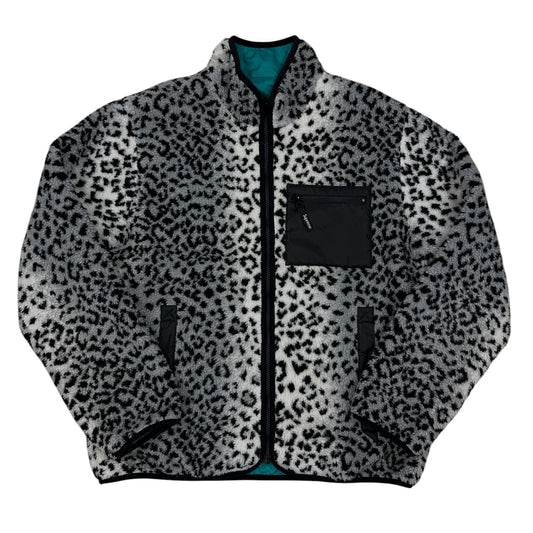 Chaqueta reversible Supreme fleece leopardo + nylon verde (2 en 1)
