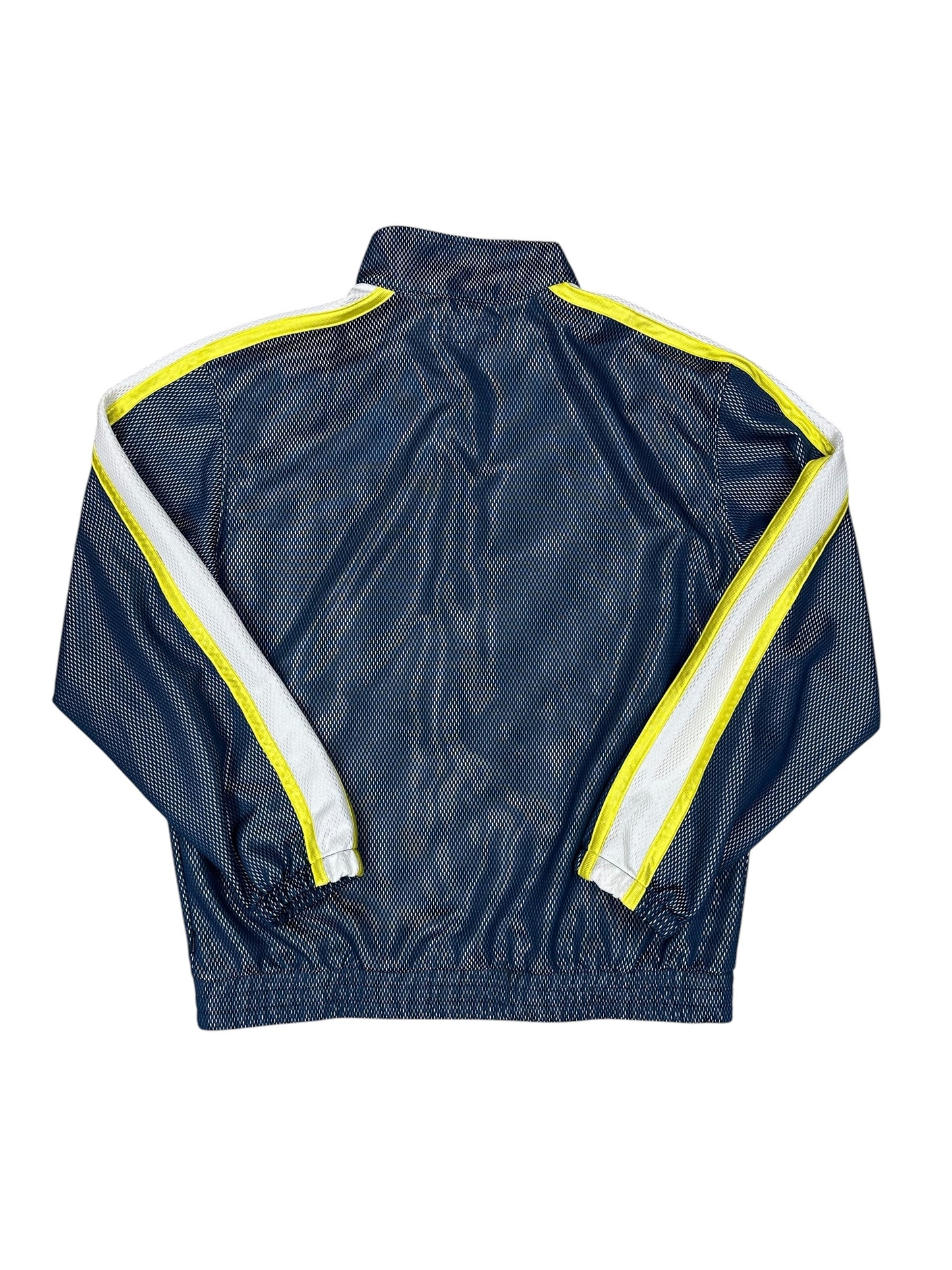 Chaqueta Supreme mesh track azul con paneles reflectantes amarillo y logo bordado