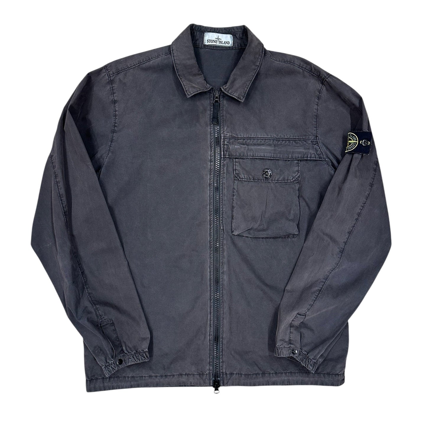Chaqueta Stone Island gris vintage con bolsillo frontal