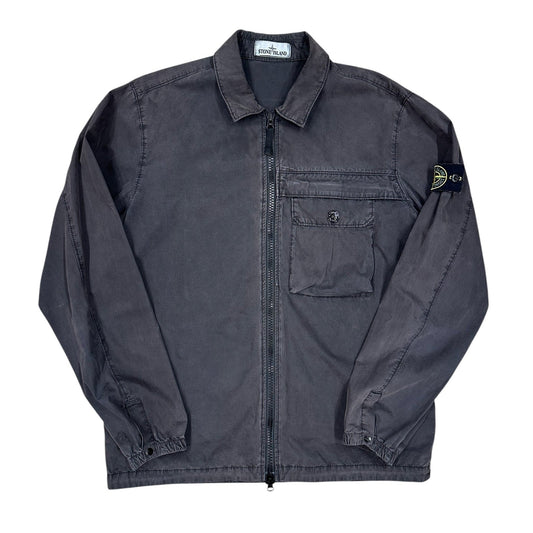 Chaqueta Stone Island gris vintage con bolsillo frontal