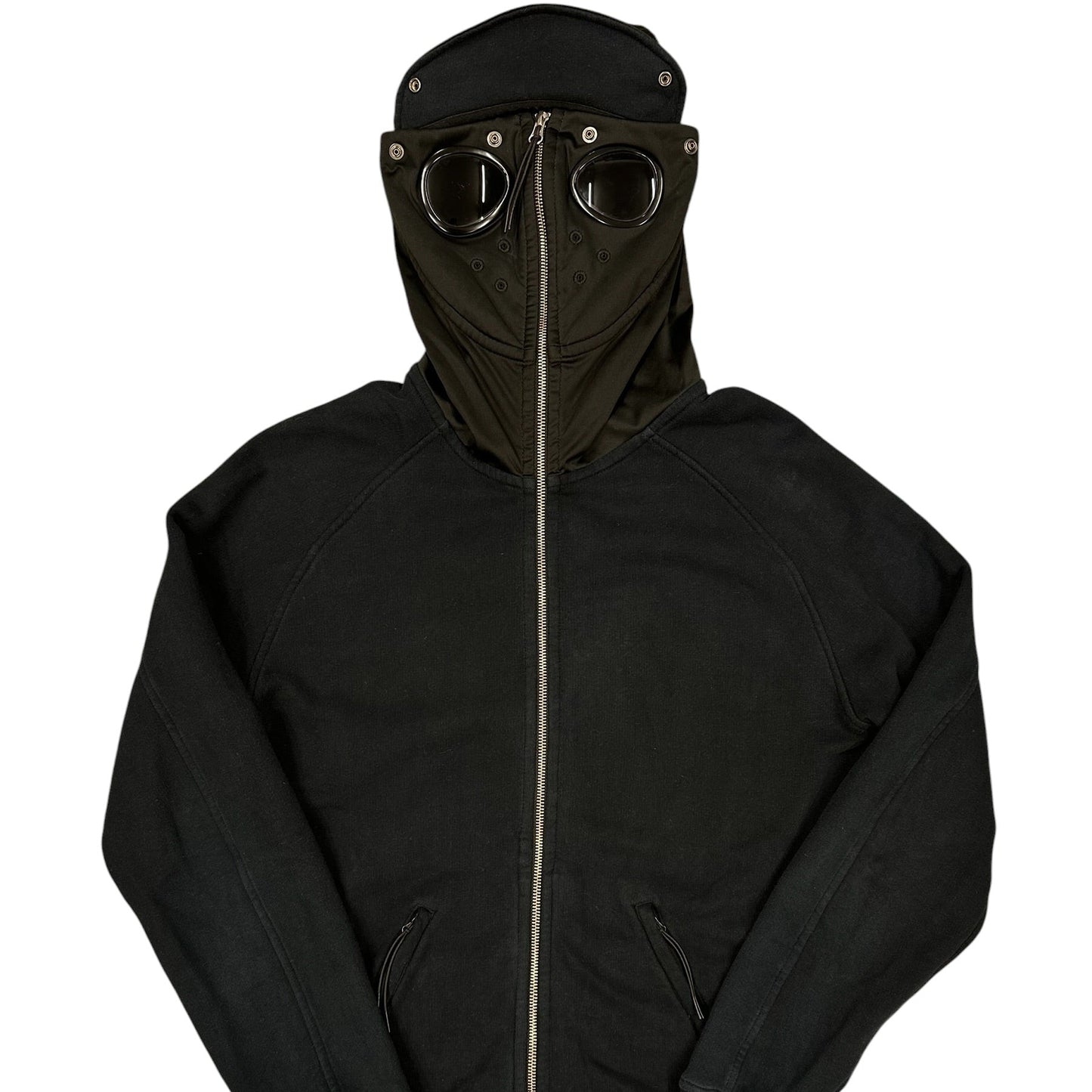 Chaqueta CP Company negra con capucha Goggle full zip (gafas integradas)