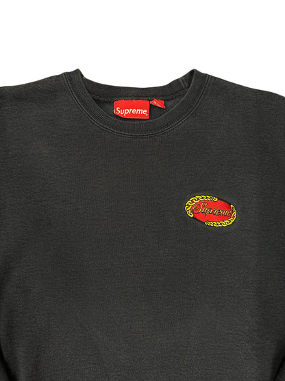 Sudadera Supreme azul marino con logo bordado oval script