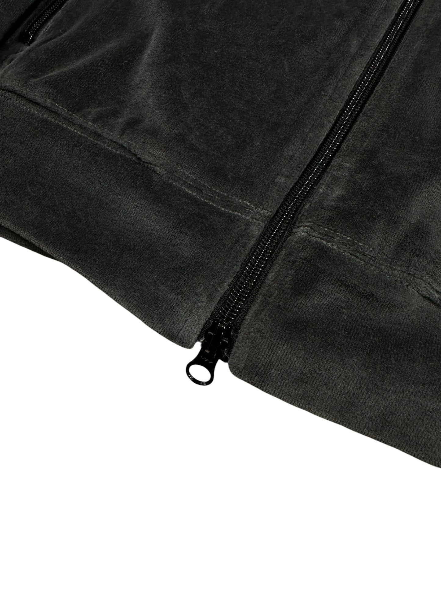 Chaqueta Needles velour negra con franjas laterales y logo mariposa bordado