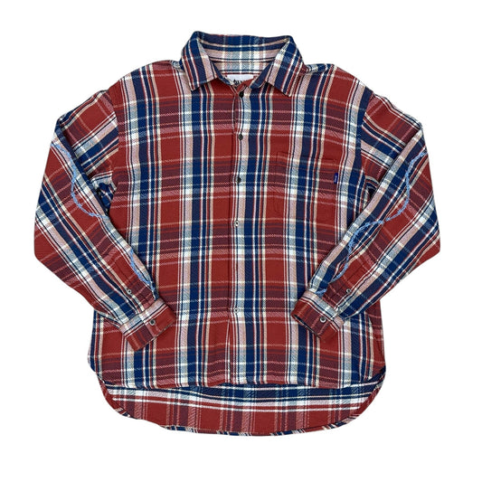 Camisa Awake NY a cuadros rojo con acabado distressed y costuras expuestas