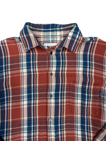 Camisa Awake NY a cuadros rojo con acabado distressed y costuras expuestas