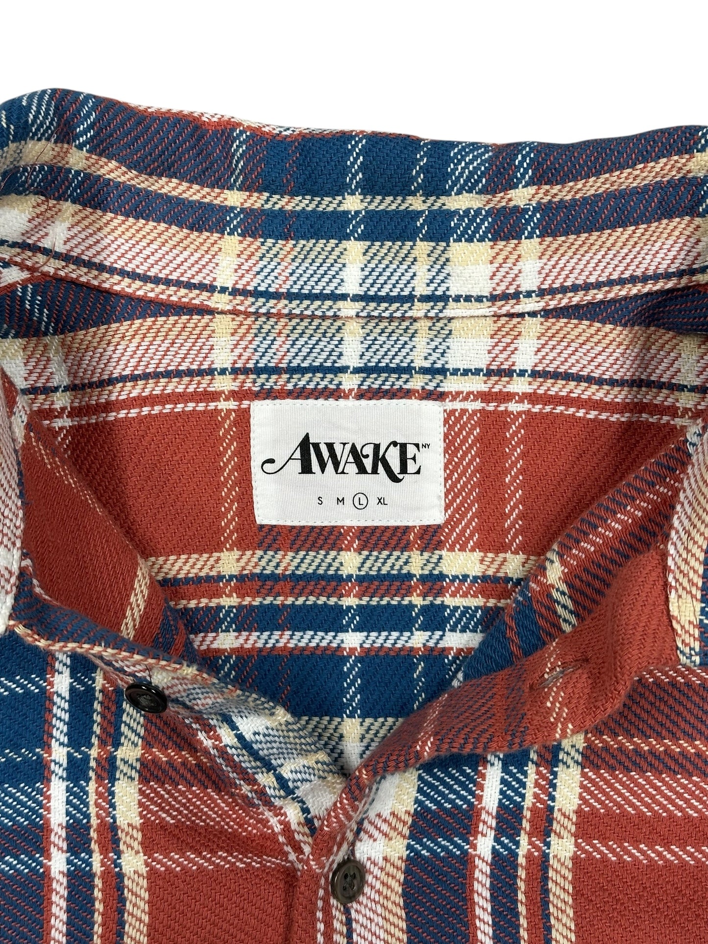 Camisa Awake NY a cuadros rojo con acabado distressed y costuras expuestas