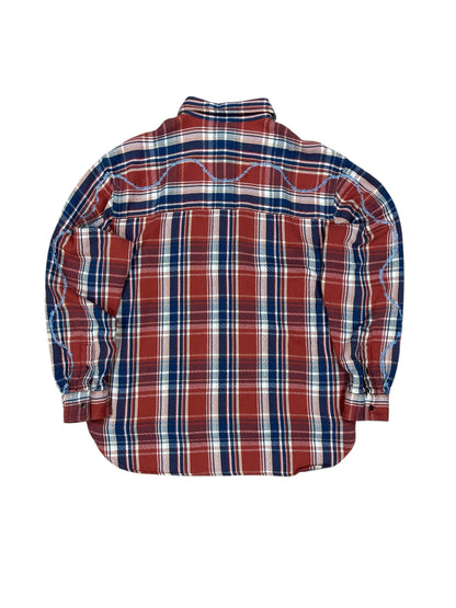 Camisa Awake NY a cuadros rojo con acabado distressed y costuras expuestas