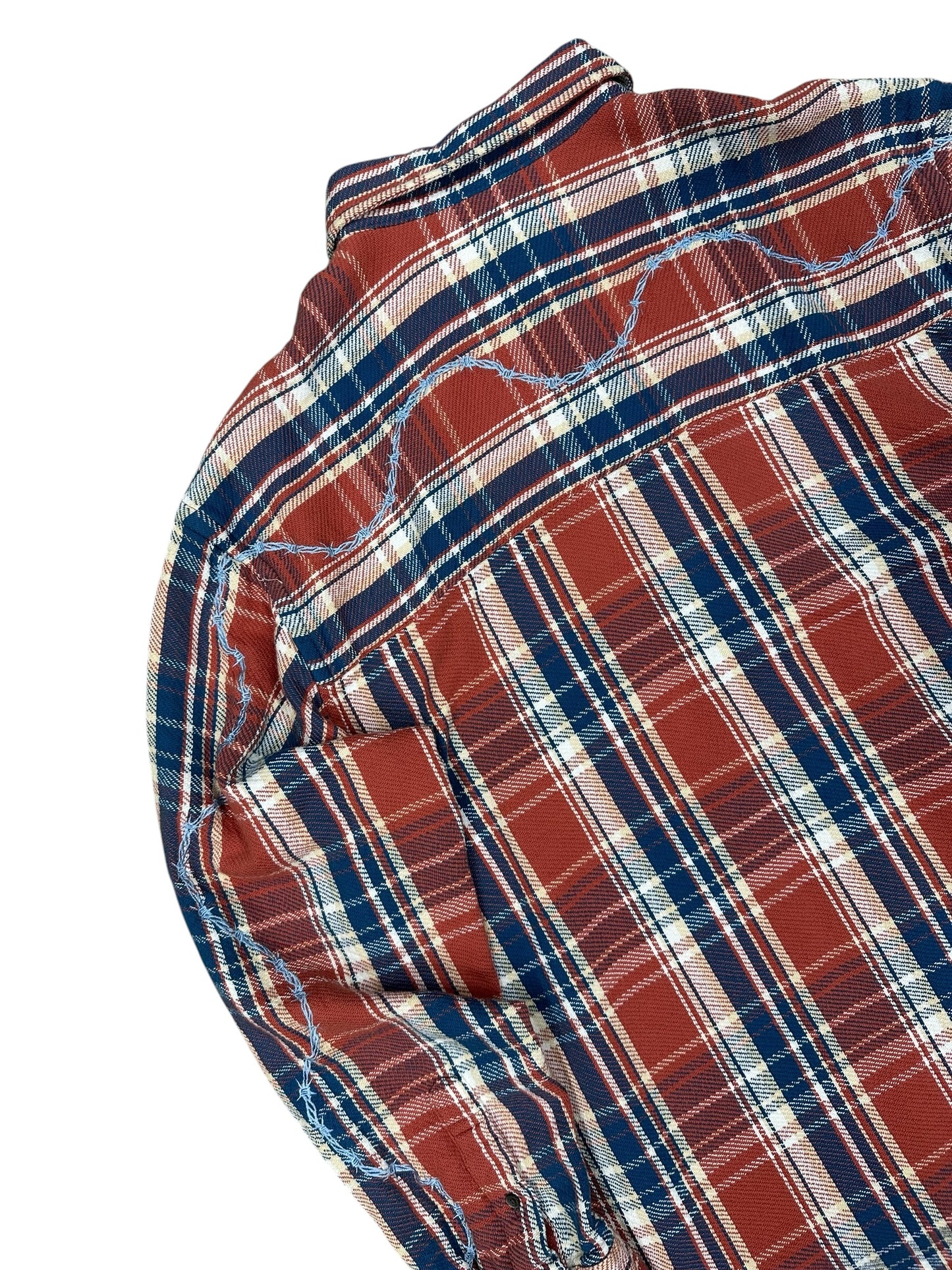 Camisa Awake NY a cuadros rojo con acabado distressed y costuras expuestas