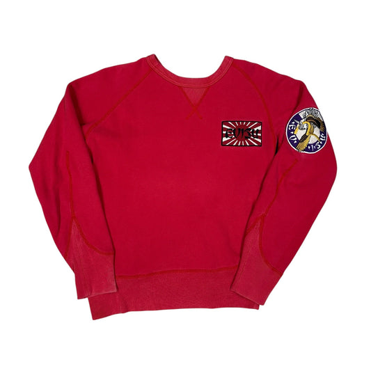 Sudadera Evisu roja con parches bordados vintage