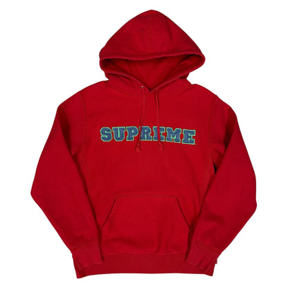 Sudadera hoodie Supreme roja con logo bordado