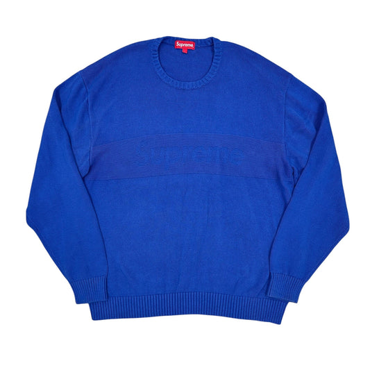Jersey knit Supreme azul con logo tonal