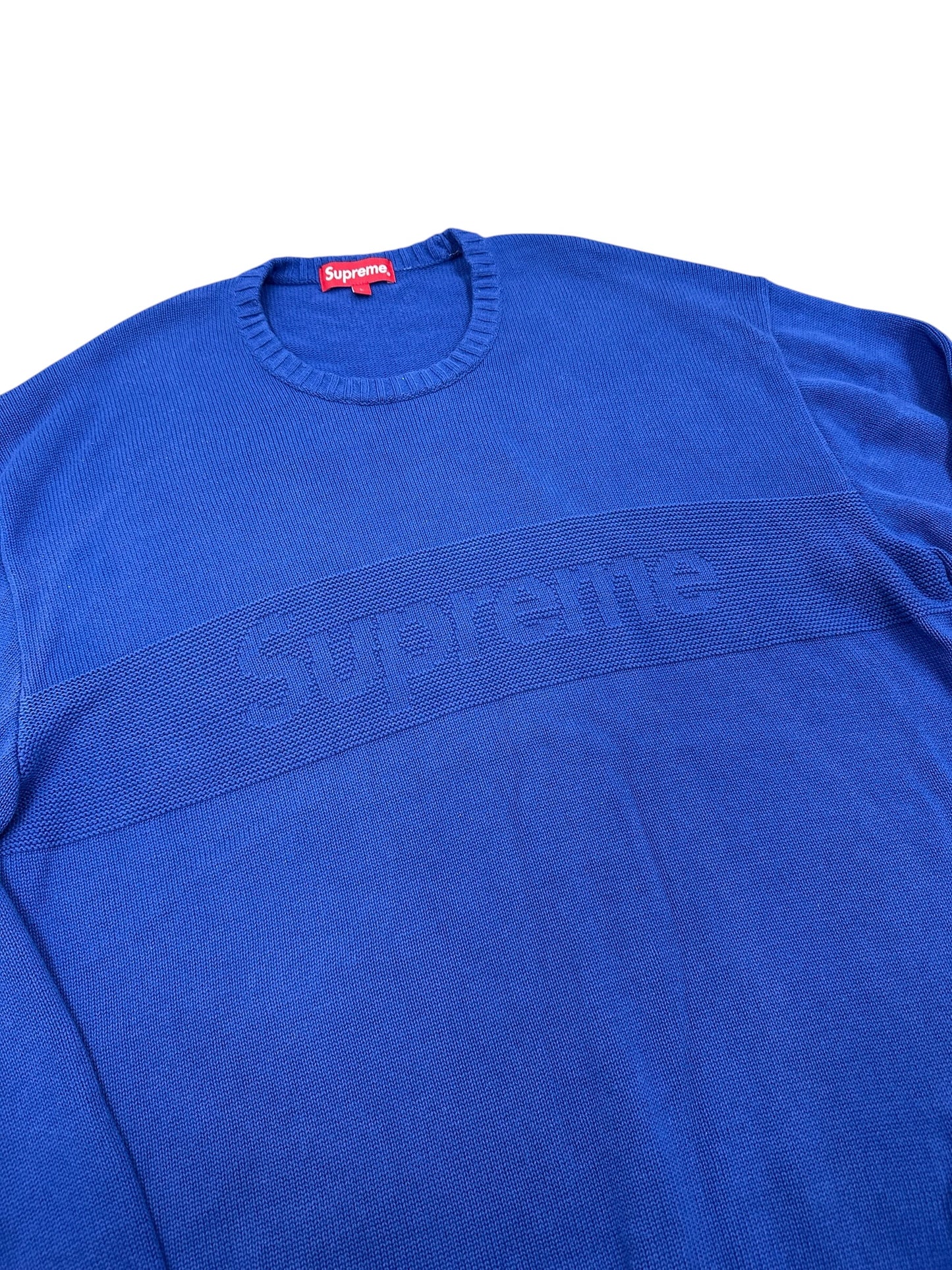 Jersey knit Supreme azul con logo tonal