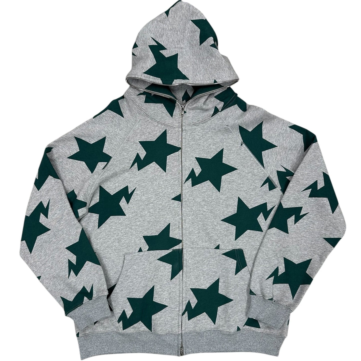 Sudadera Bape zip gris con estrellas verdes