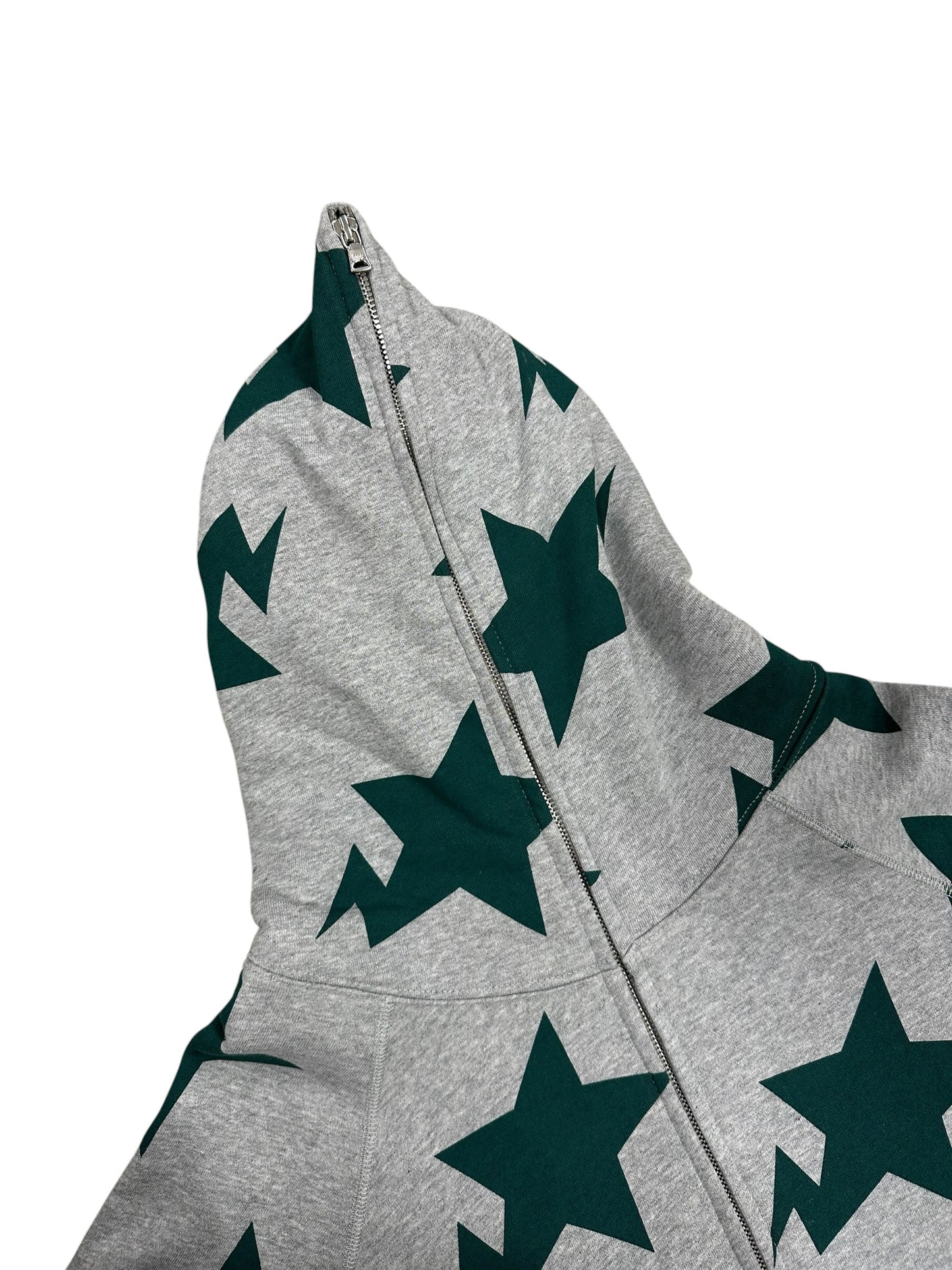 Sudadera Bape zip gris con estrellas verdes