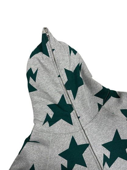 Sudadera Bape zip gris con estrellas verdes