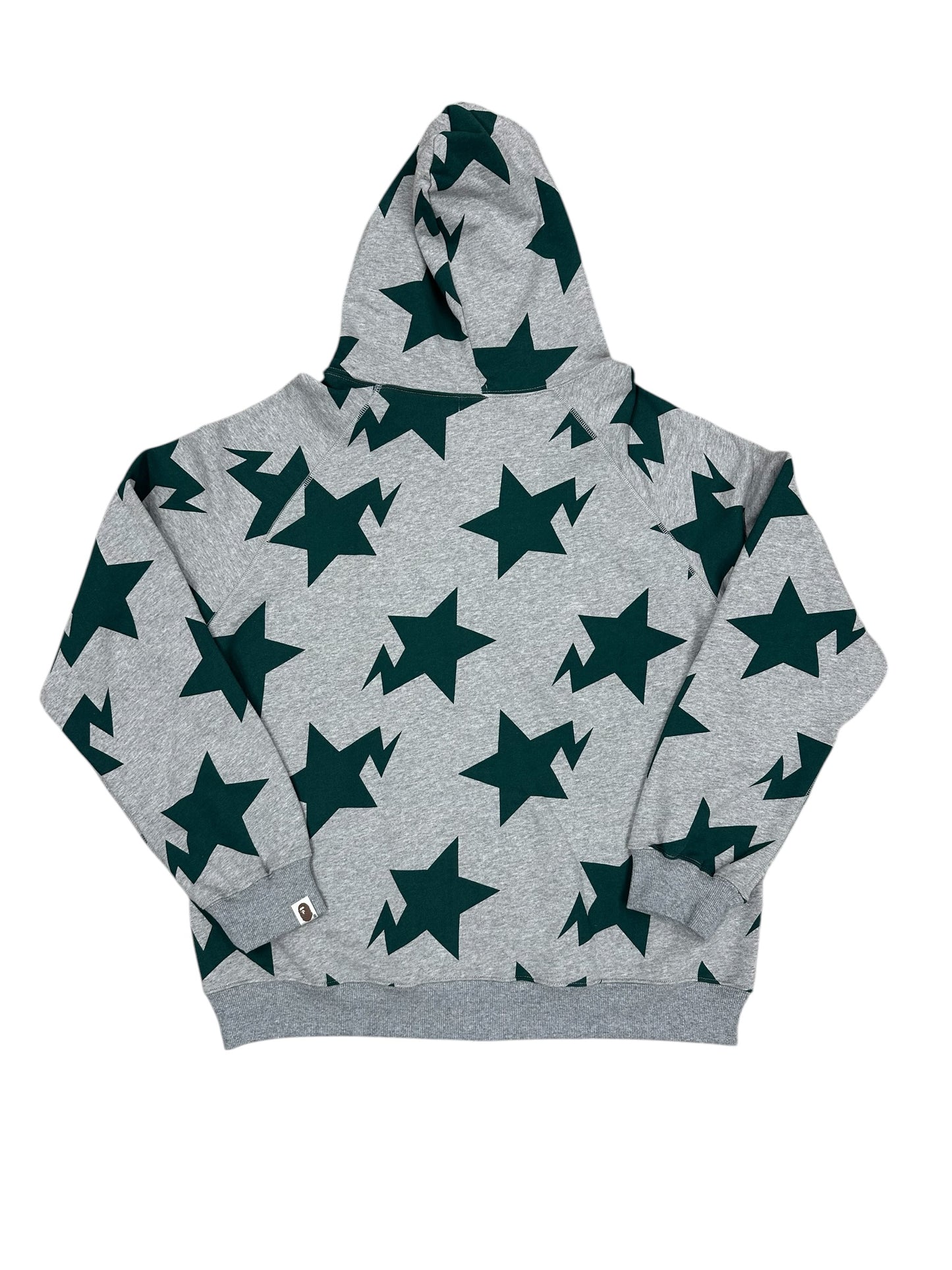Sudadera Bape zip gris con estrellas verdes