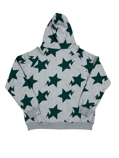 Sudadera Bape zip gris con estrellas verdes