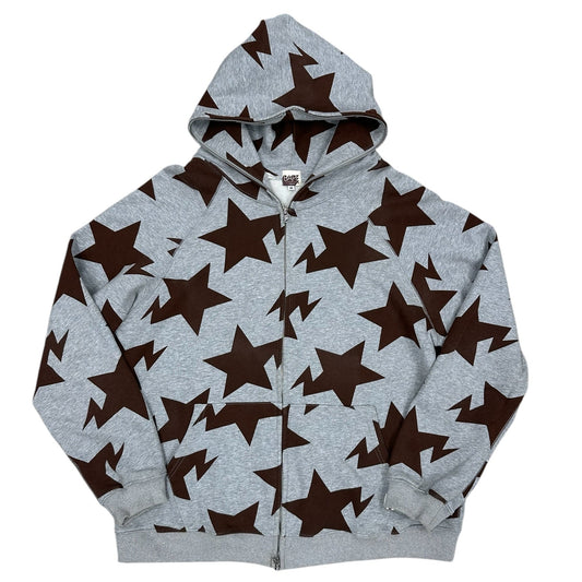 Sudadera zip A Bathing Ape (BAPE) gris con estrellas all-over