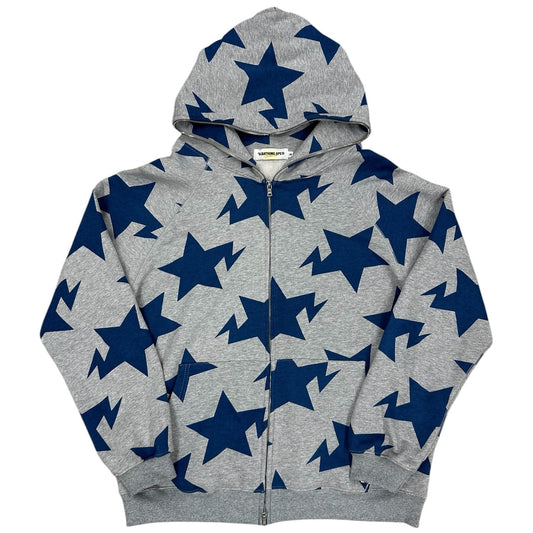 Sudadera con cremallera A Bathing Ape gris con estrellas azules