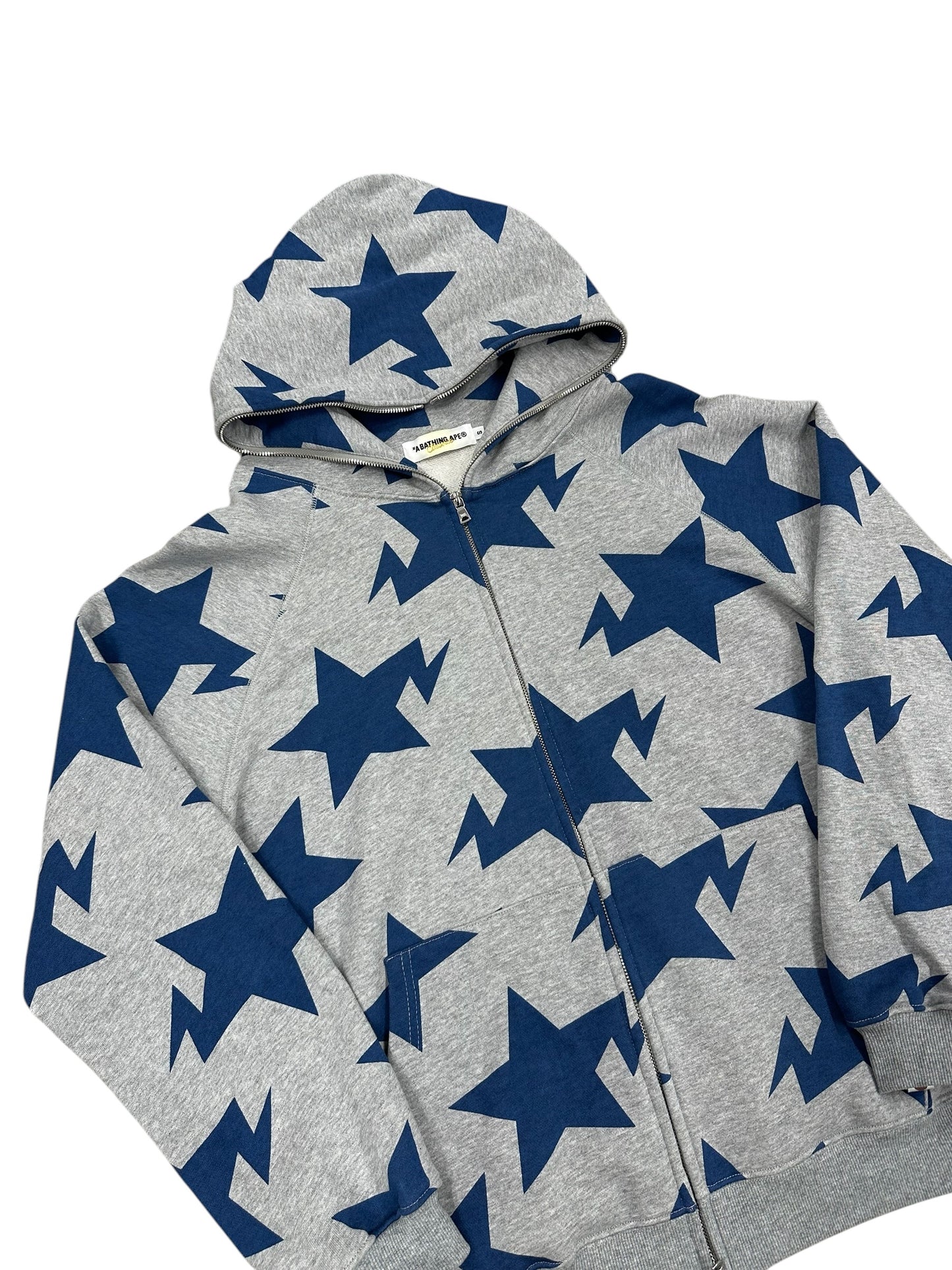 Sudadera con cremallera A Bathing Ape gris con estrellas azules