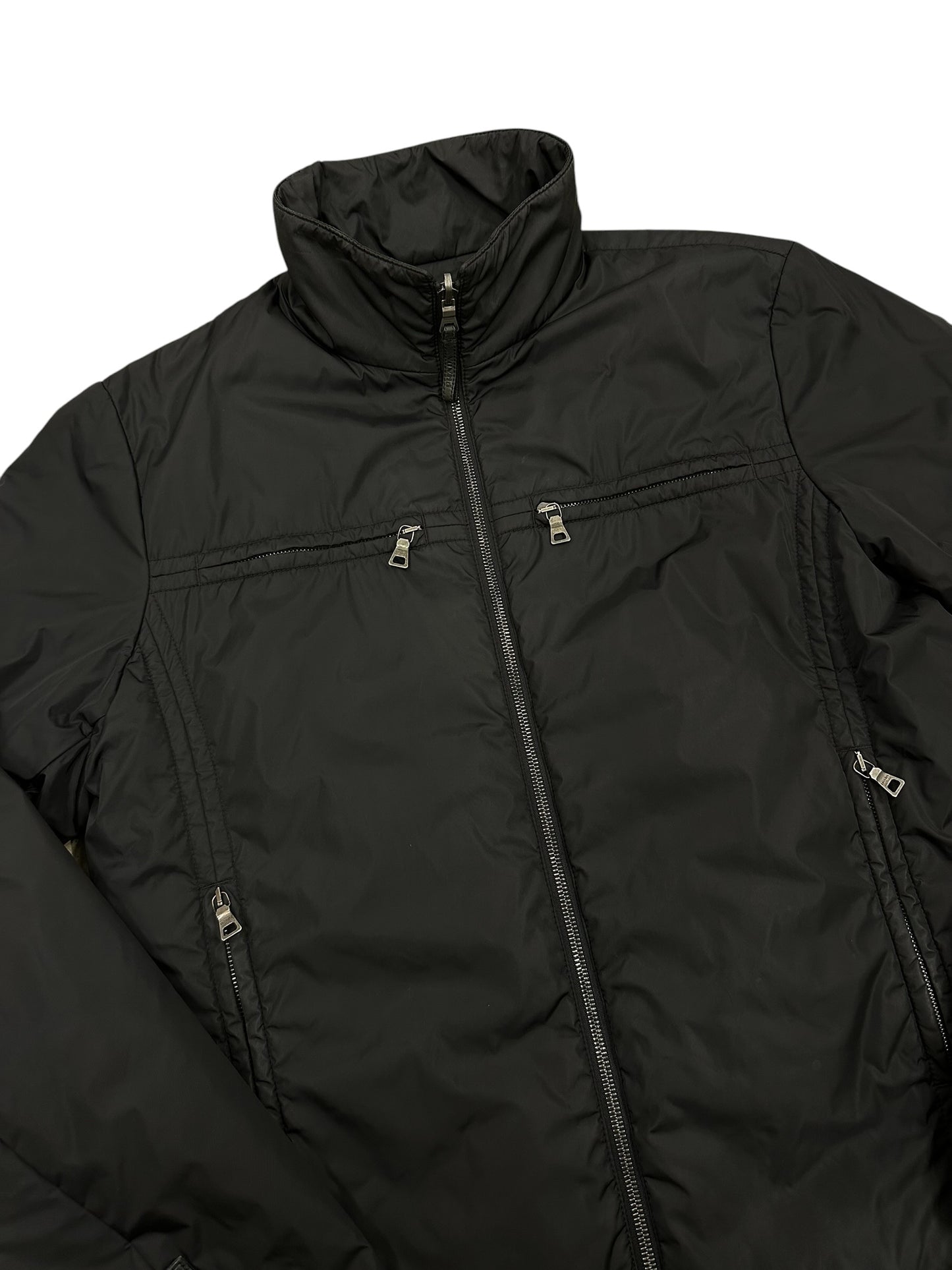Chaqueta técnica Prada nylon negra reversible / bicolor