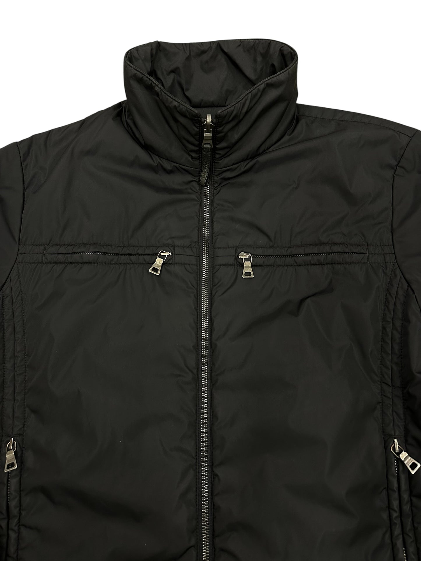 Chaqueta técnica Prada nylon negra reversible / bicolor