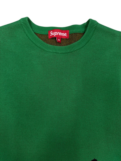 Jersey Supreme verde con logo gráfico naranja knit crewneck