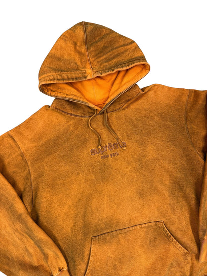 Sudadera con capucha Supreme efecto washed naranja/marrón con logo bordado